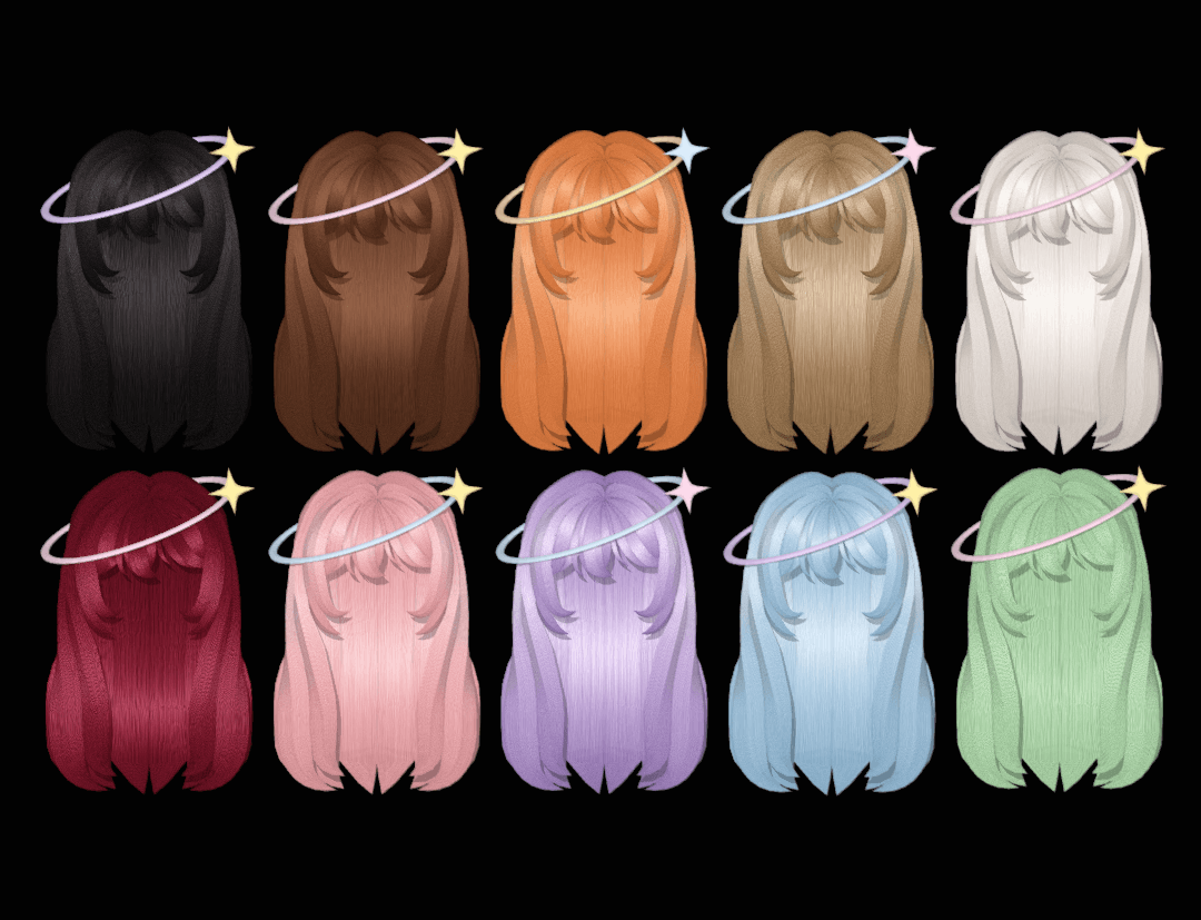 Cabelo Longo com Auréola de Estrela