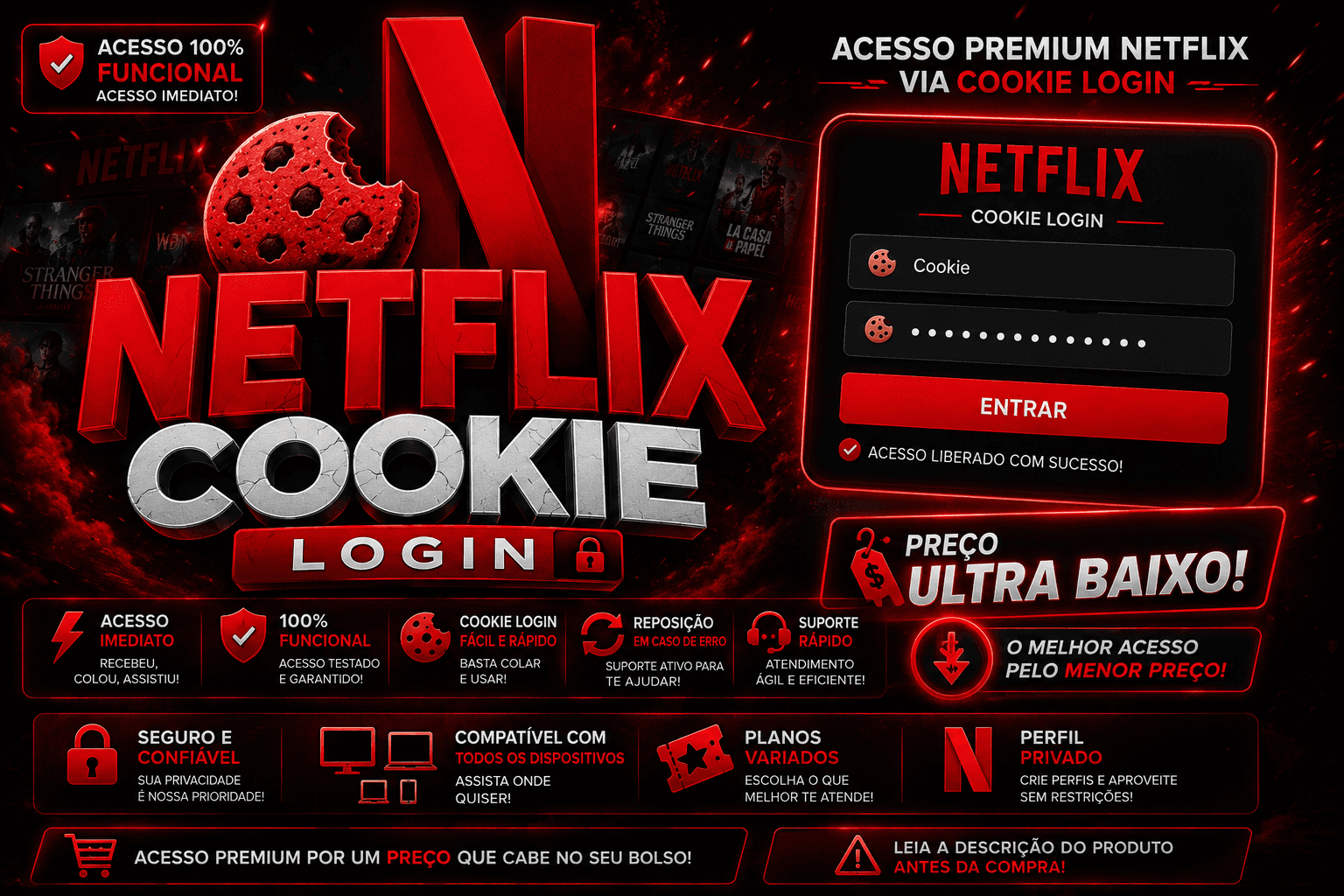 🚀 NETFLIX cookie 5 telas! NFA 🚀
