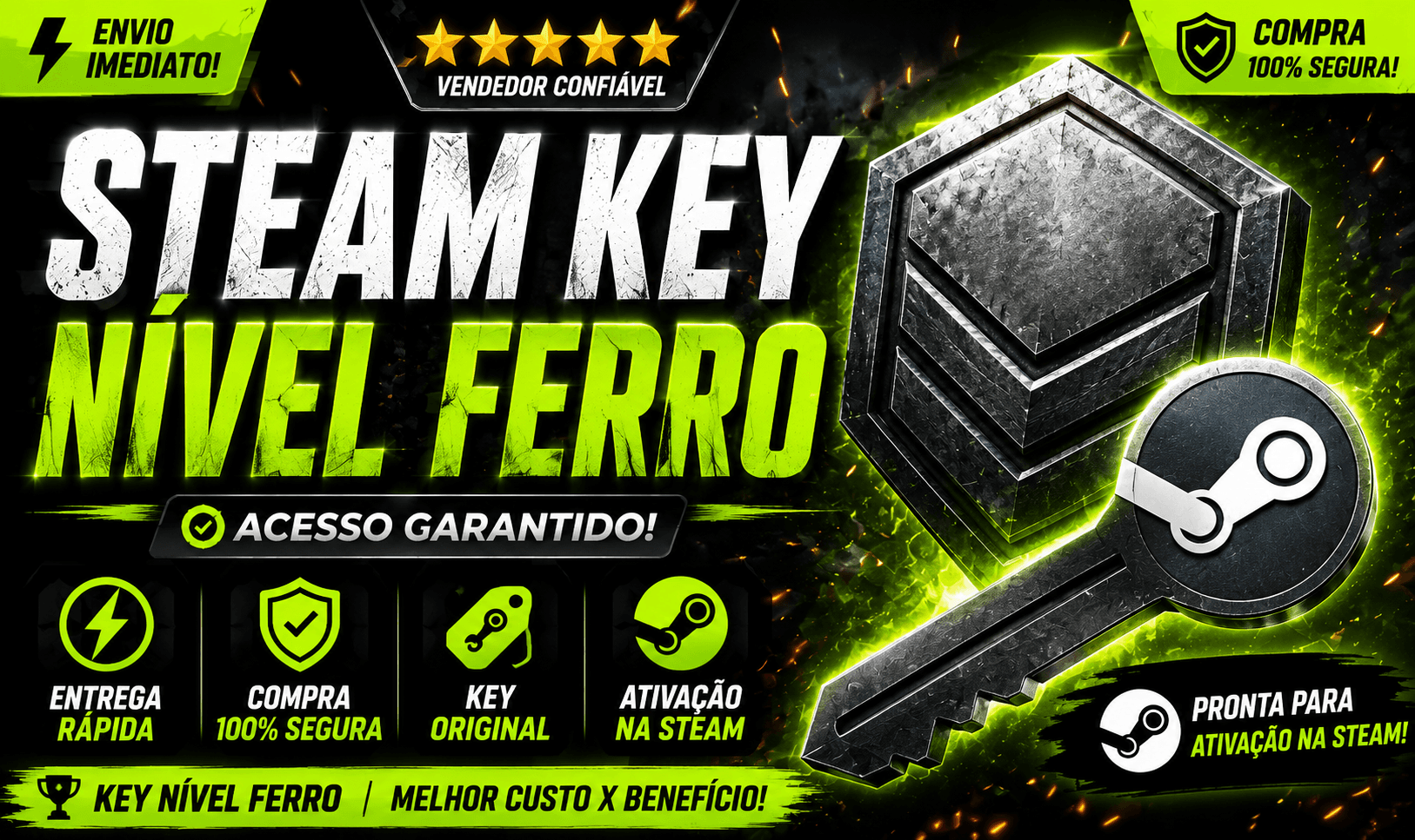 STEAM KEY FERRO | KEY DE NÍVEL FERRO