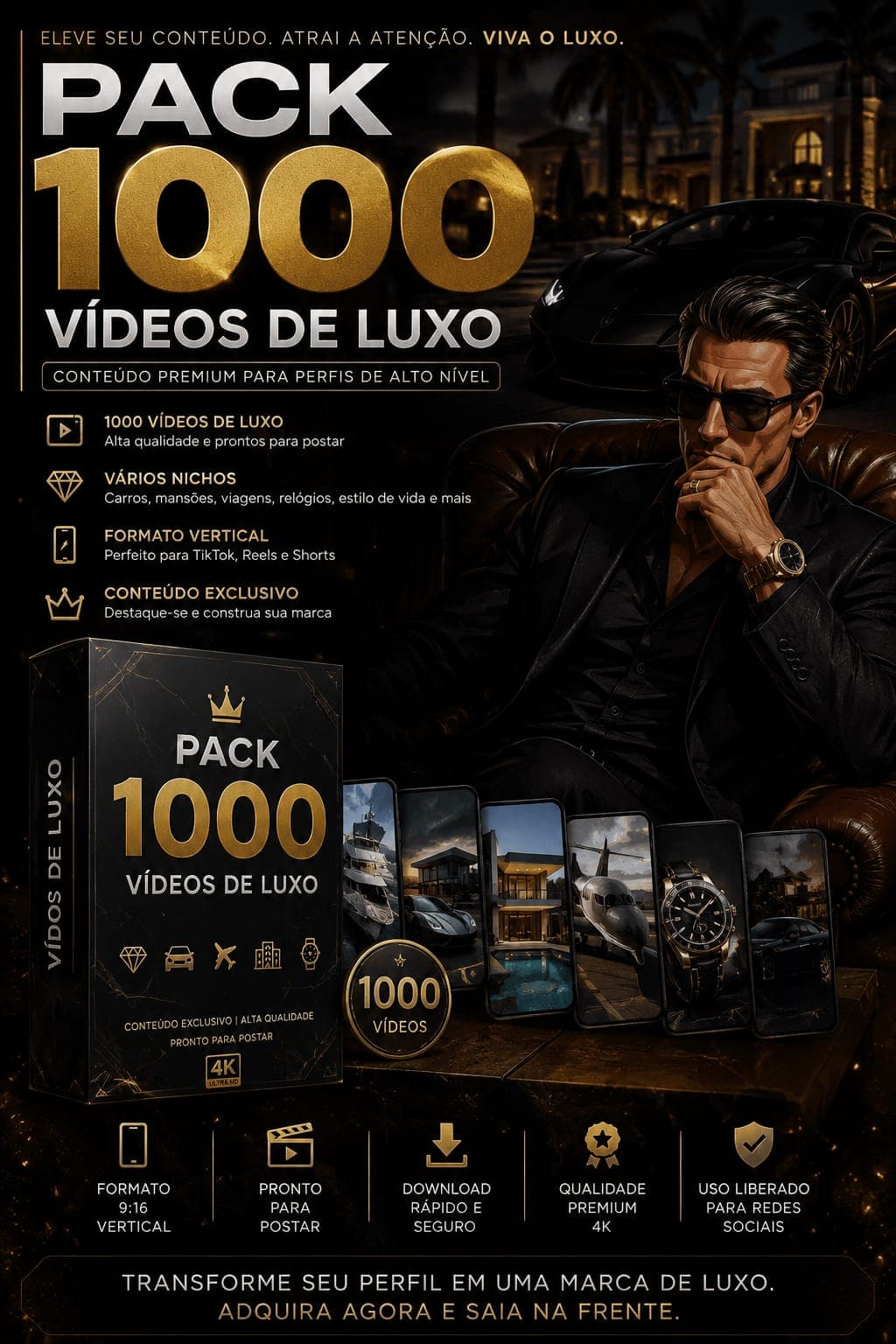 🔥 PACK 1000 VÍDEOS DE LUXO | Conteúdo Premium Pronto para Postar