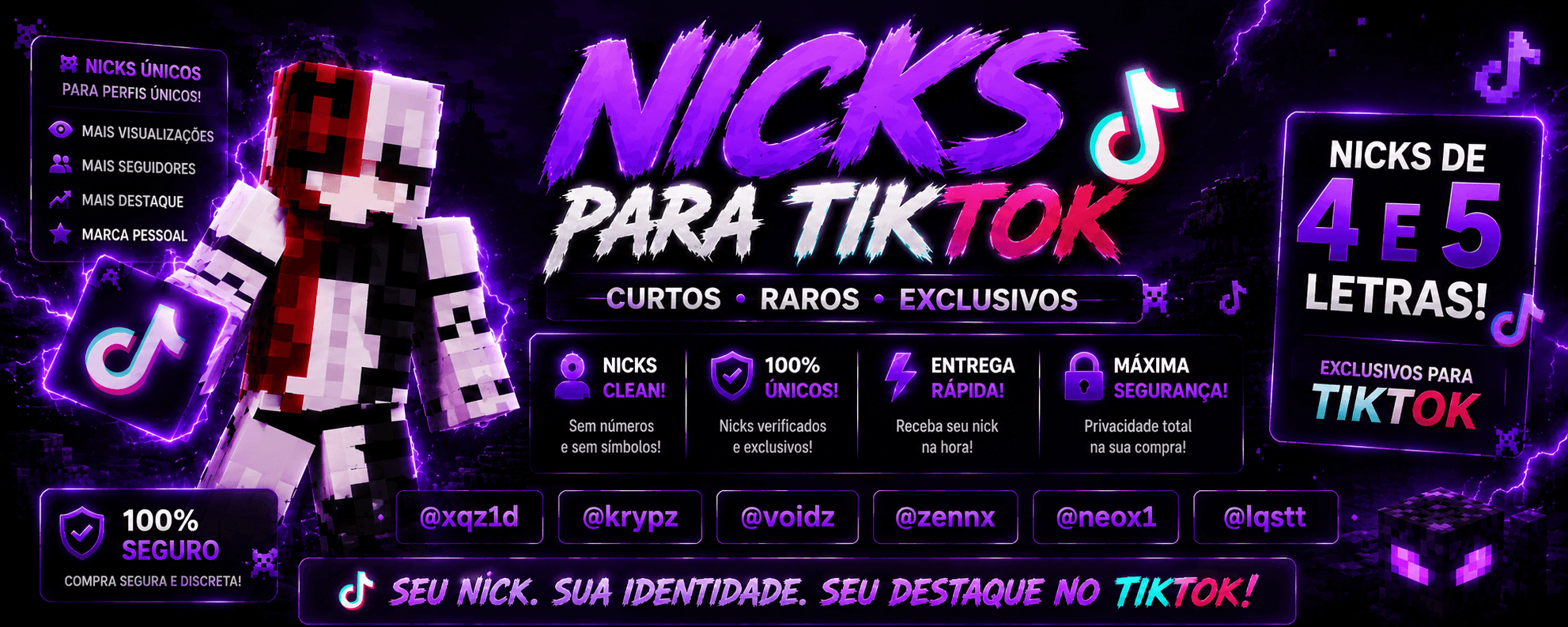 🚀 | NICKS RAROS TIKTOK 4 e 5 DIGITOS | ENTREGA AUTOMATICA | 🚀