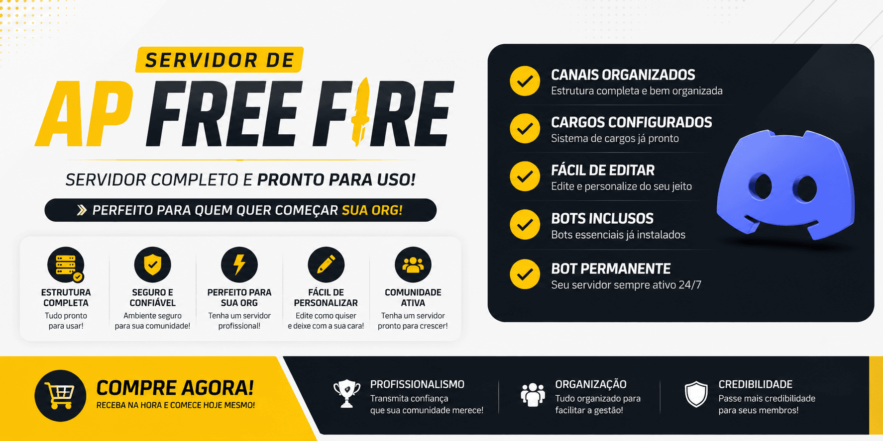 🔥 SERVIDOR DE AP FREE FIRE PREMIUM 🔥 ESTRUTURA COMPLETA • BOTS • CANAIS • CARGOS • PRONTO PARA USAR