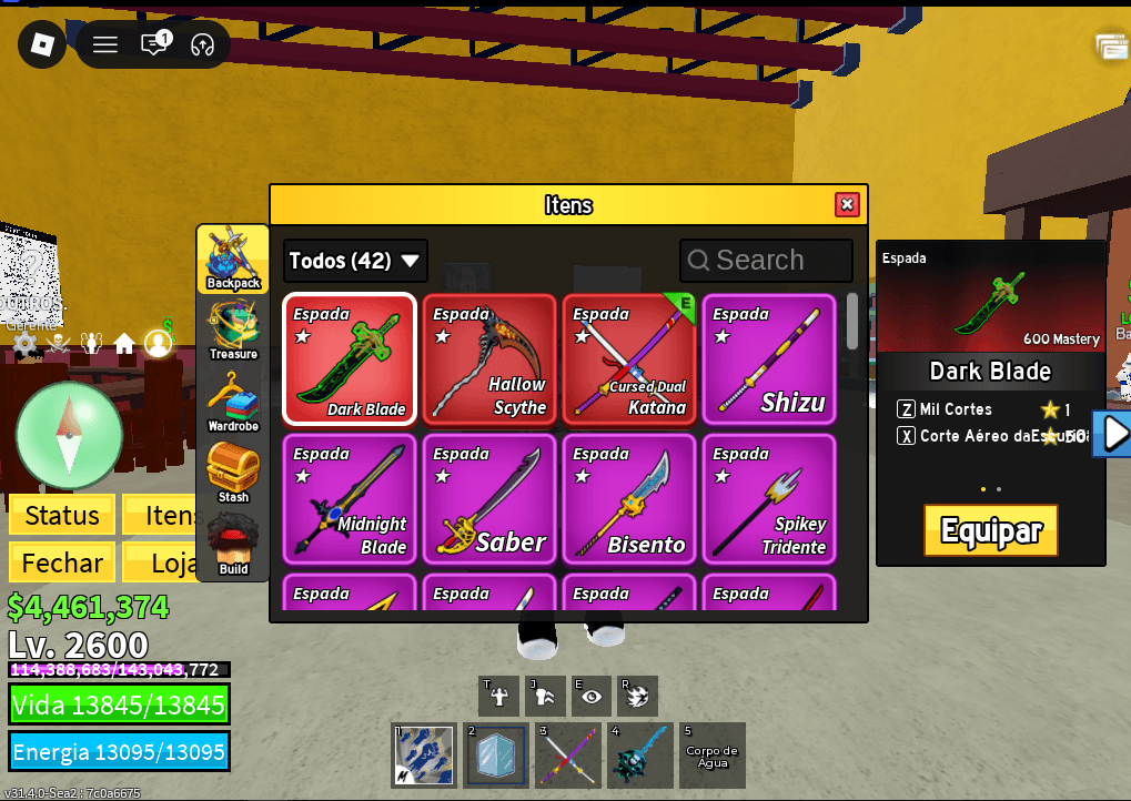 🚀 CONTA BLOX FRUITS UPADA (com skins) 🚀