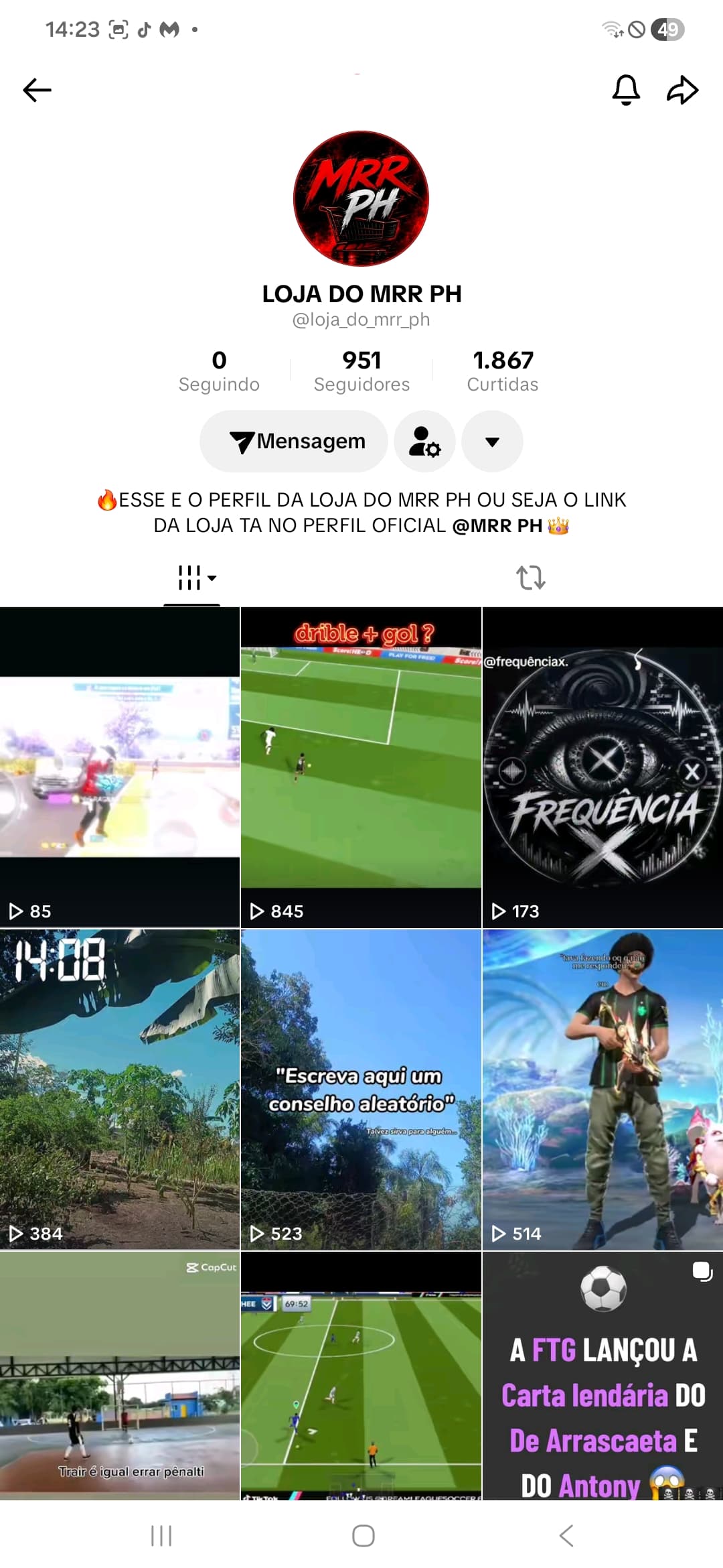 Conta com quase 1000 seguidores